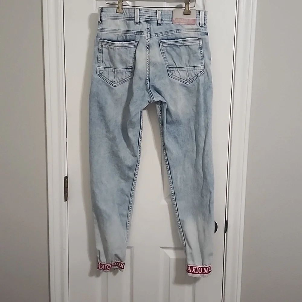 Mario Morato Men's Skinny Patch Jeans Streetwear European Size 32​​​​​